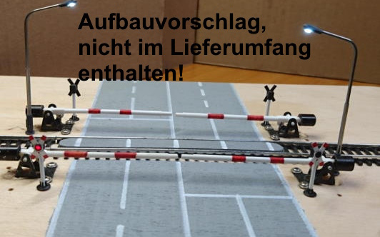 4.2.1 Servo Steuerung für einen 4-spurigen Bahnübergang mit Wechselblinkern, Straßenbeleuchtung, programmierbar